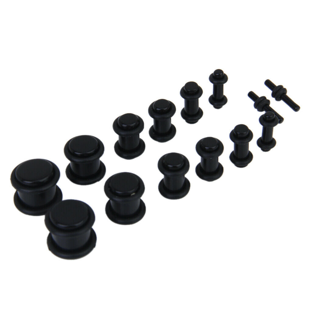 7 Pairs Black Acrylic Ear Tunnels Plugs Ear Stretcher Expanders 00g-12g