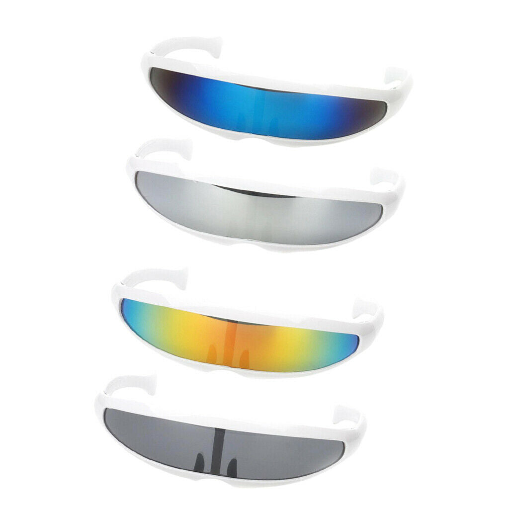 4 Pieces Futuristic Shield Set - Narrow Cyclops Mirrored Lens Visor, Party