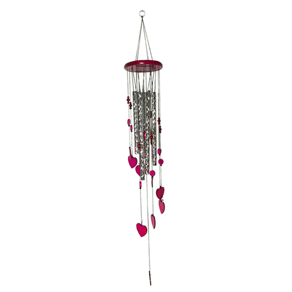 Large Wind Chime Garden Metal Windchime Tubes for Funeral Rose red_2