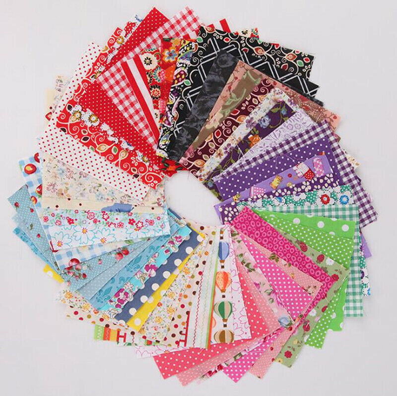 50x DIY Cotton Fabric Printed Cloth Sewing for Patchwork Needlework Handmade Rf