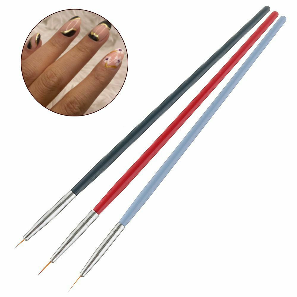 Line Stripe Flower Manicure Tools With Wooden Handle Drawing Pen Nail Art Brush