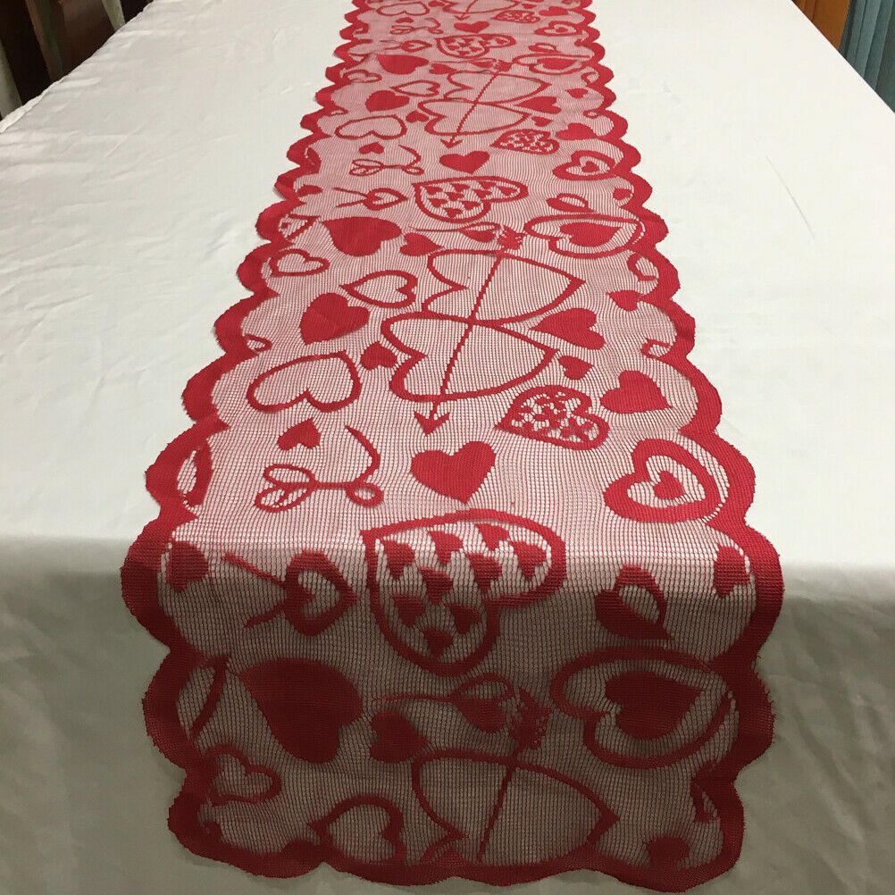 Valentine's Day Table Placemats Heart Pattern Lace Dinner Table Party Supplies
