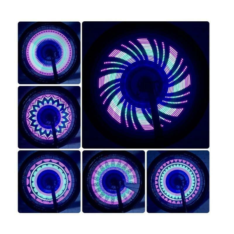 Bicycle Wheel Lights 16 LED Colorful Bike Spoke Lights DIY Pattern Design