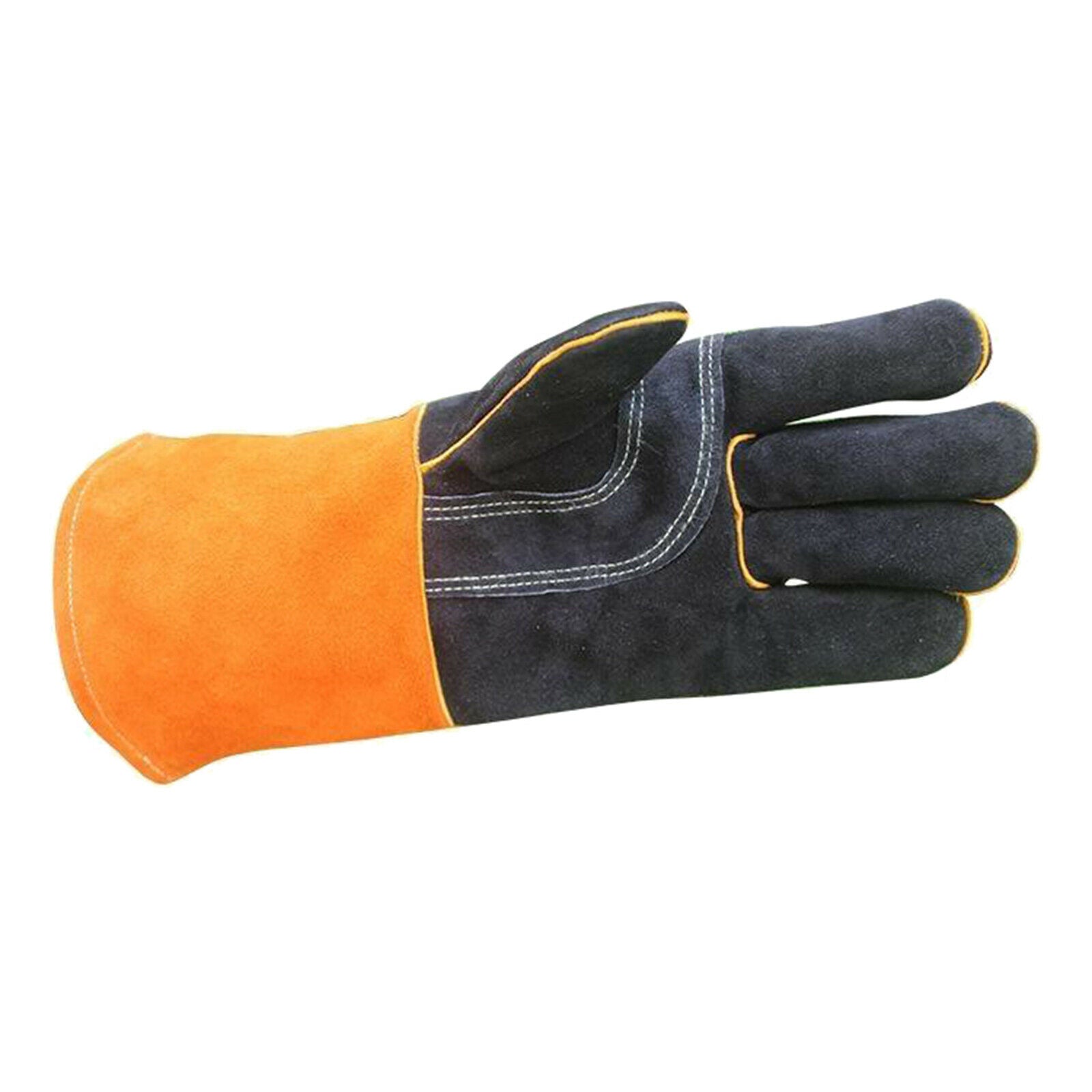 1Pair Cowhide Welding Gloves Heat Resistant Work Glove Fireplace Stove Pot