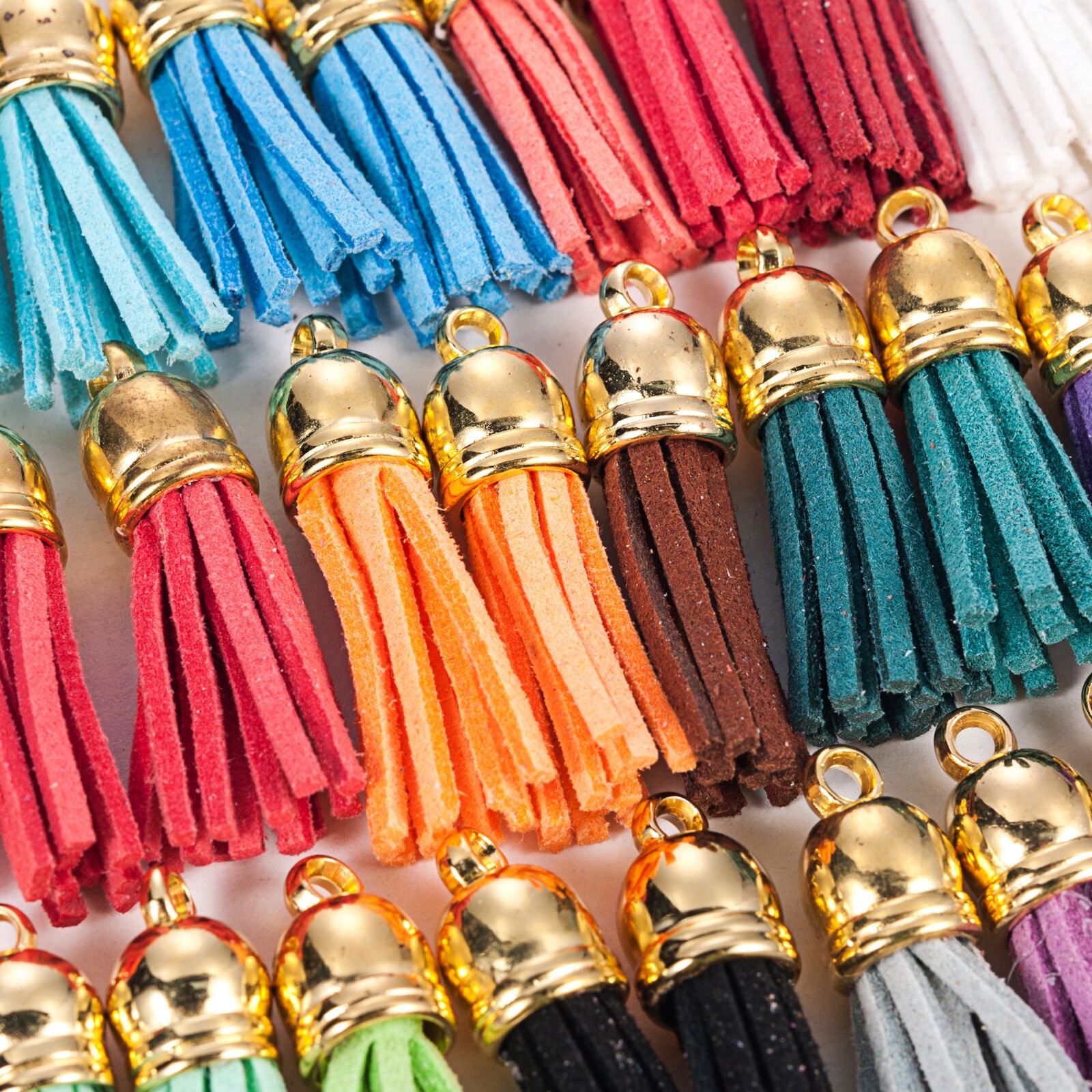 30X Faux Suede Tassel Chain Keychain Hanging DIY Earing Bag Craft Charms Newly