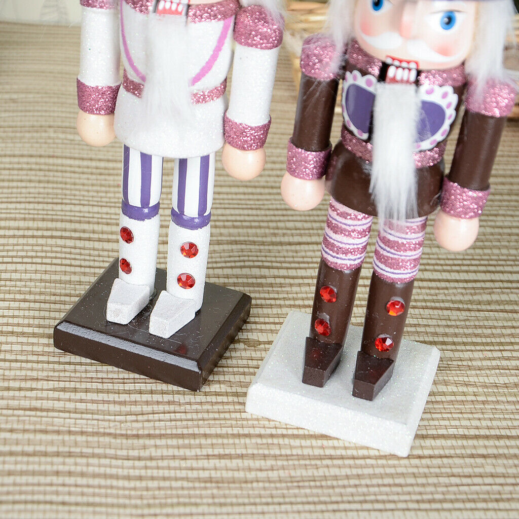 2pcs 25cm Wooden Solider Nutcrackers w/ Cake Hat Christmas Decoration Ornament