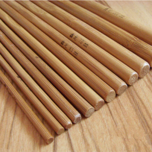 12 Size 6" Bamboo Handle Crochet Hook Knit Weave Yarn Craft Knitting Needles Set