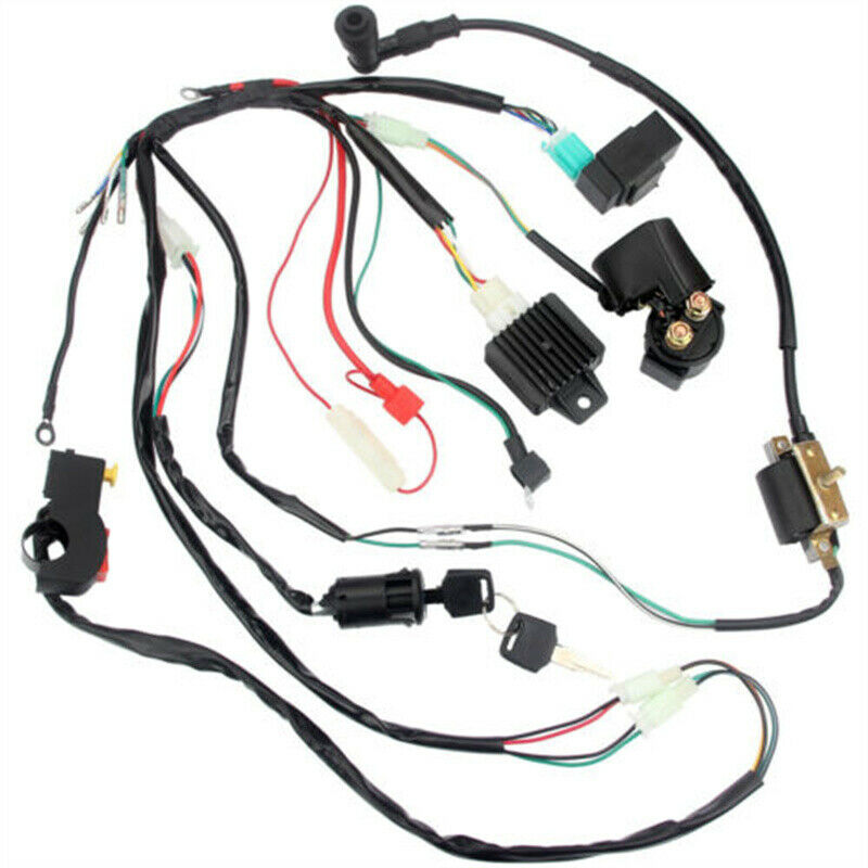 Wiring Harness Wire Loom CDI Ignition Kit For ATV QUAD 50-110cc Scooter Go Kart