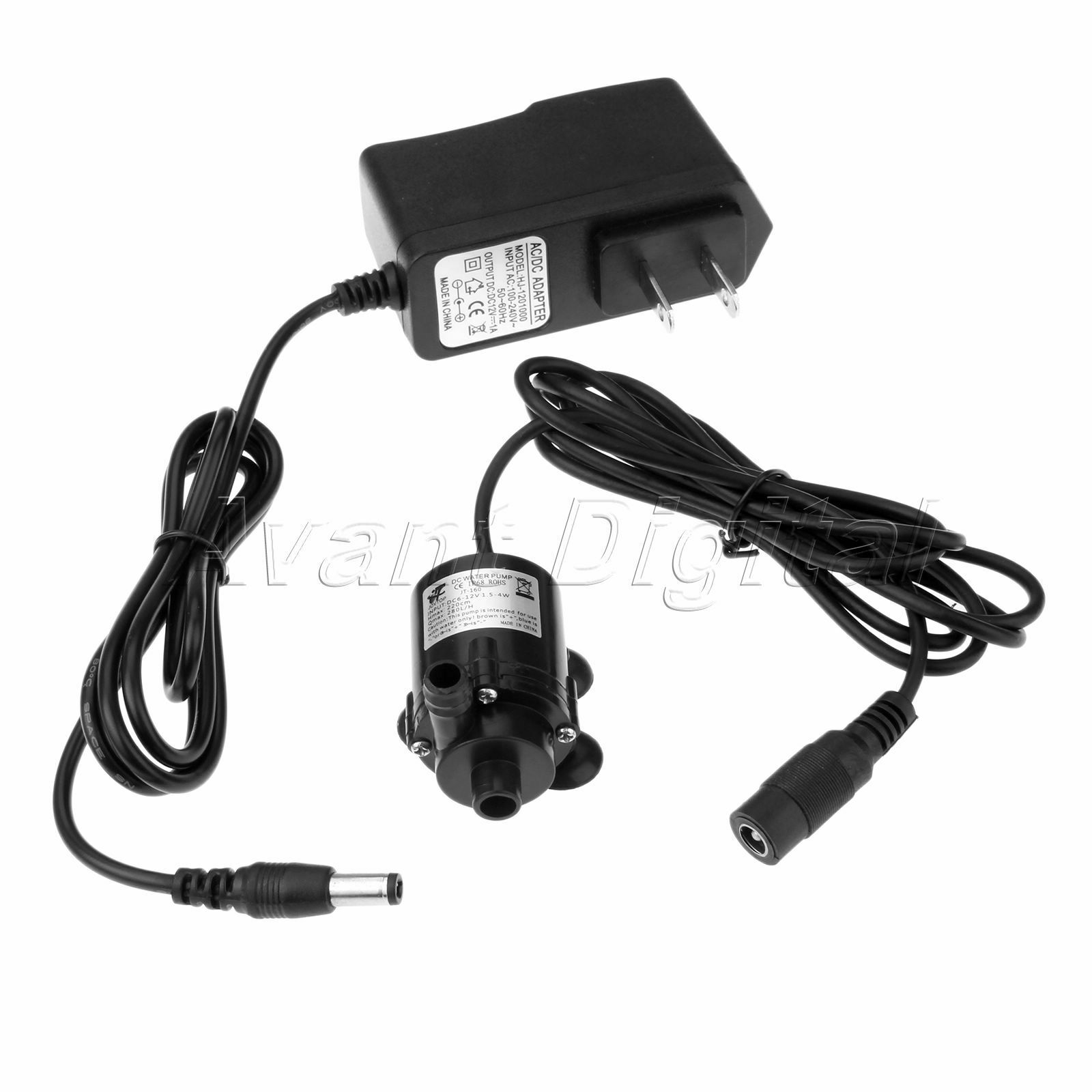 1pc 6V-12V DC Pump Brushless Amphibious Fountain Water Pump & 12V 1A Transformer