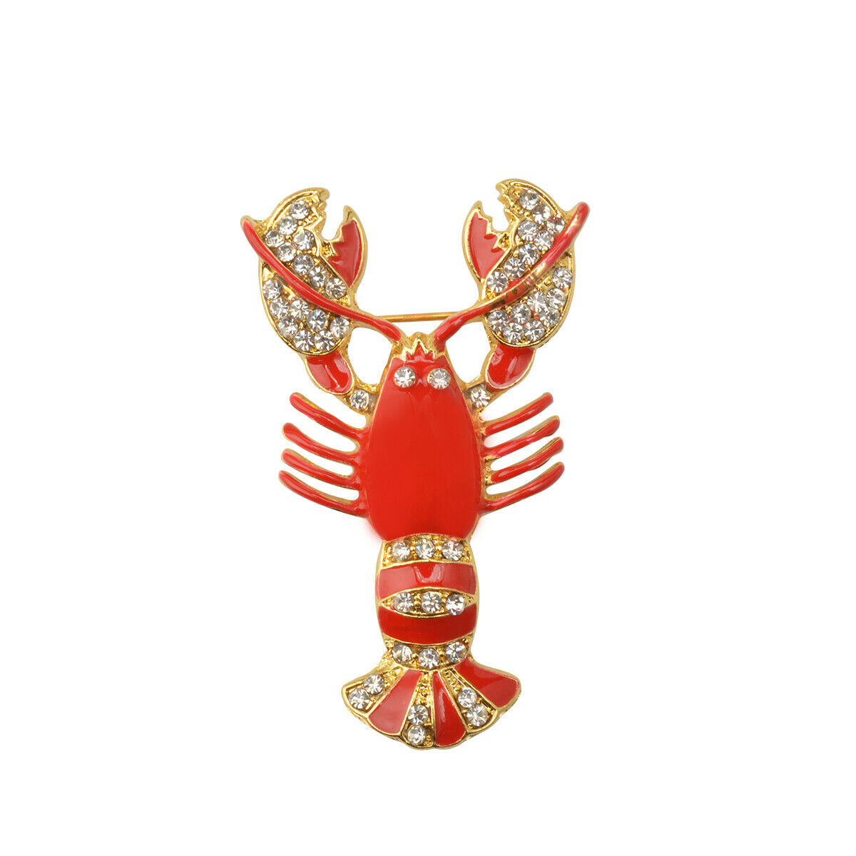 1 Pic Brooch Red Zinc Alloy Golden Crayfish Bridal Design Pin Style Jewelry