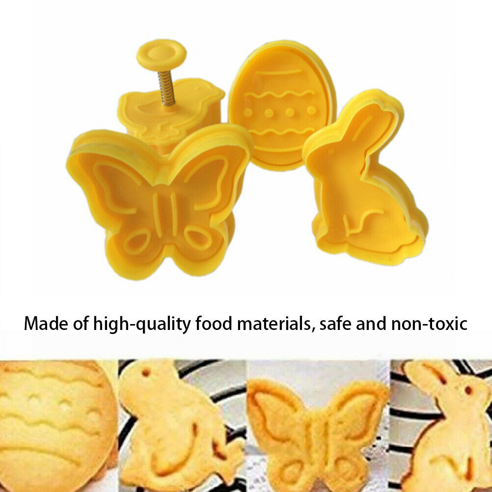 4Pcs Cute Easter Eggs Bunny Cartoon Cake Mold Fondant Cookie Cutter Set