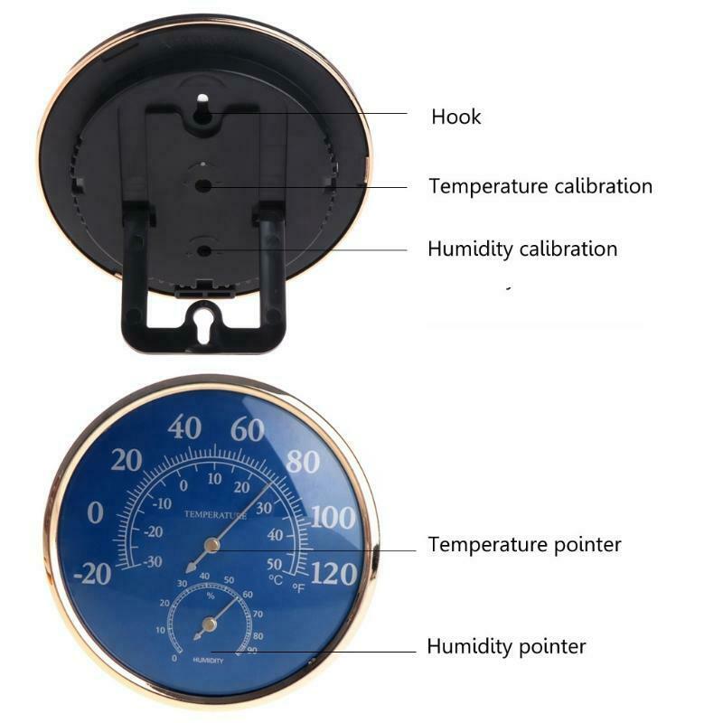 Large Round Thermometer Hygrometer Temperature Humidity Monitor Meter Gauge Blue