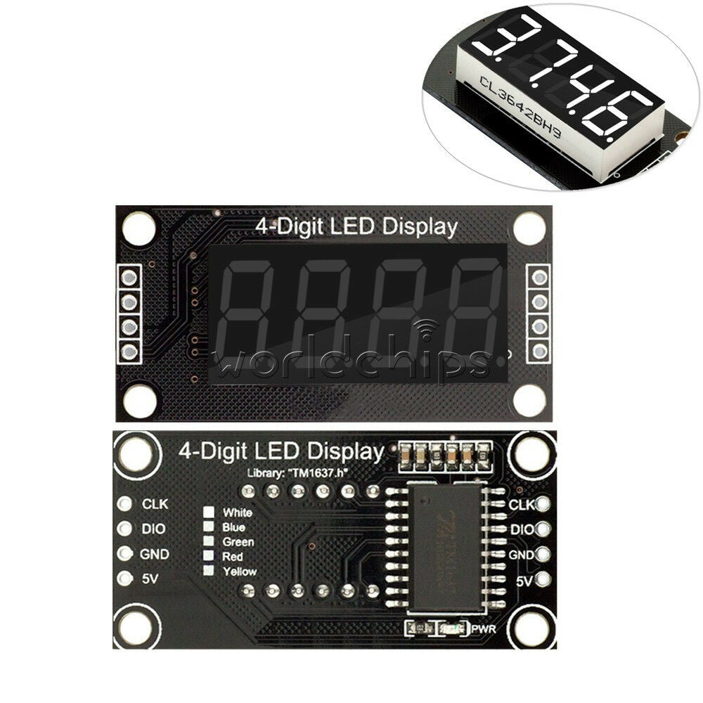 White 0.36" TM1637 7-Segment 4-digit Digital Tube LED Display Module For Arduino