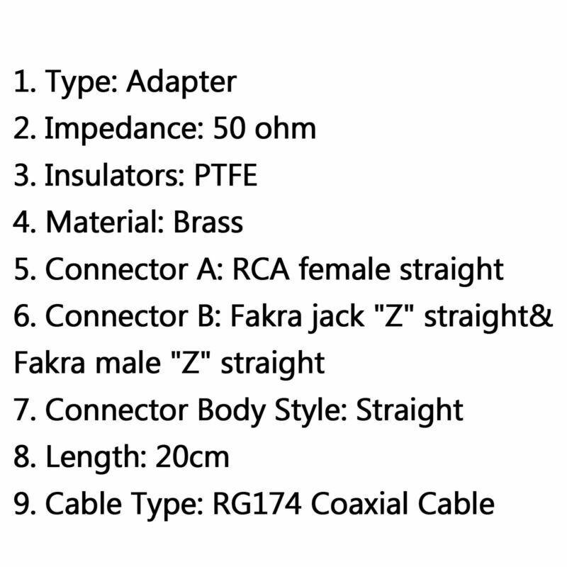 4x RCA Jack to Universal Fakra "Z" Male & Female Jack Pigtail RG174 20cm  UA