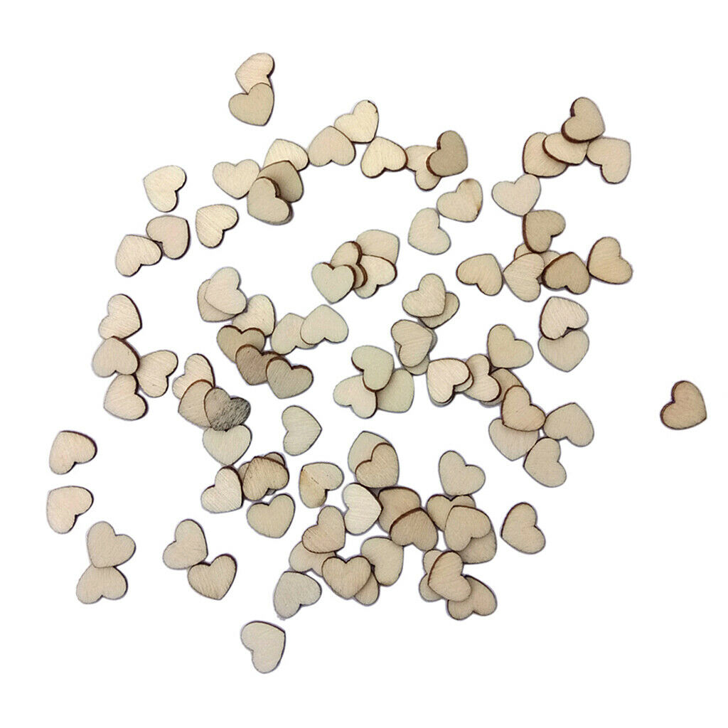 100 Pieces Wooden Hearts Shaped Wood Slices Crafts for Wedding Table Scatter