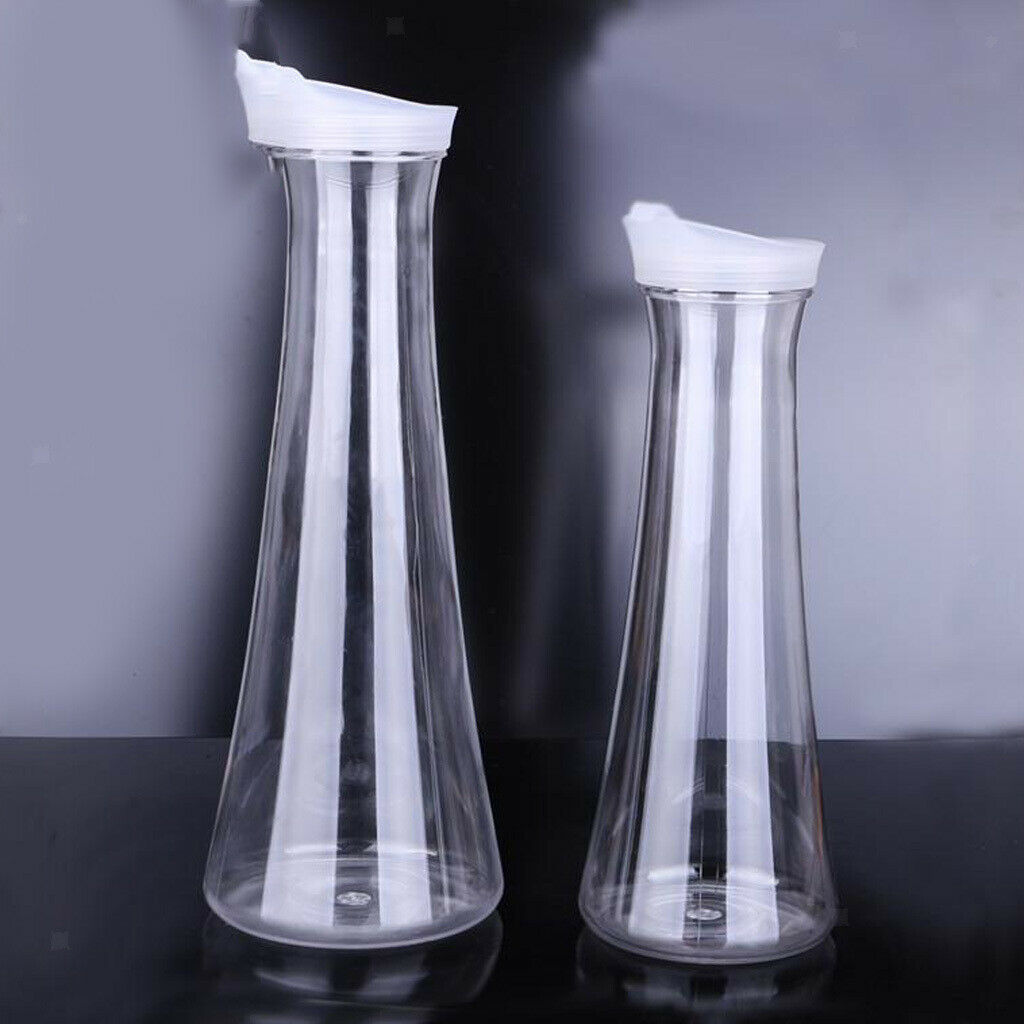 2 Pcs Acrylic Cold Water Pitchers Jug Jar with Lid 1500ml(50oz) Narrow Neck