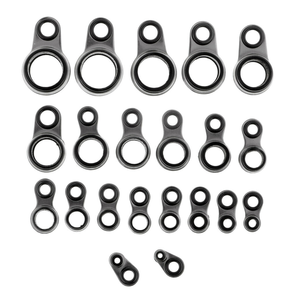 25pcs Fishing Rod Guides Replacement Ring Stainless Steel Frame Ceramic Ring