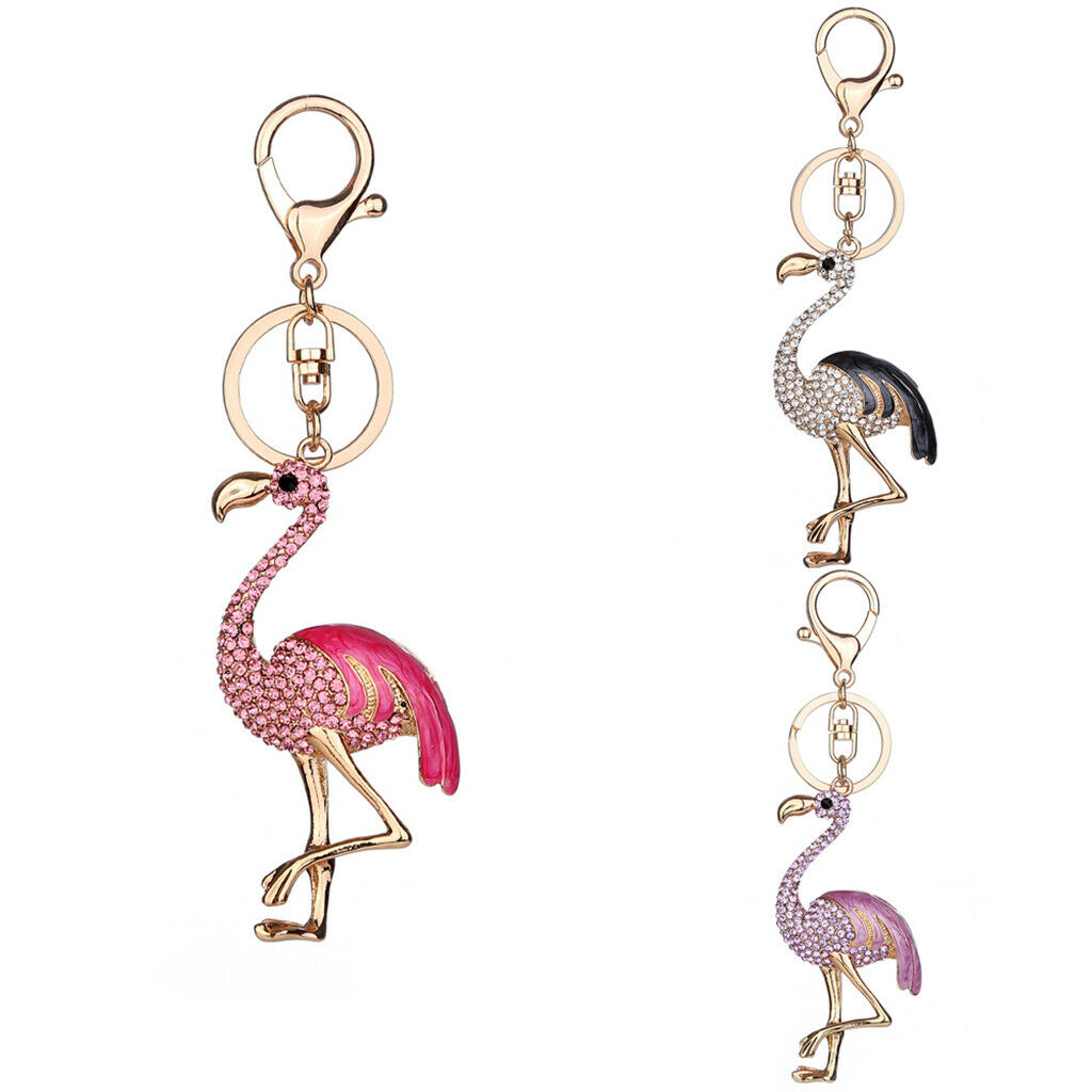 Fashion Key Ring Chain Keychain Car Handbag Purse Keyring Gift Purple Flamingo