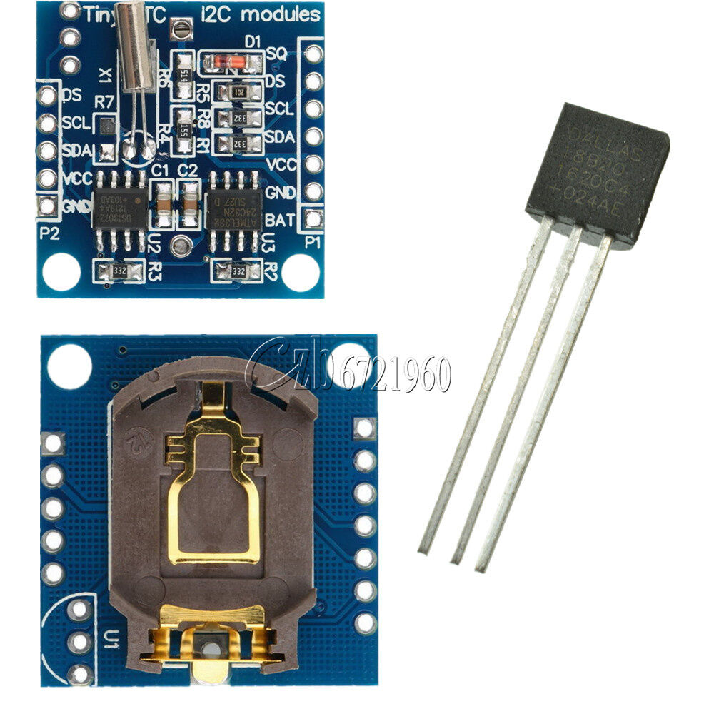 DS18B20 Temperature Sensor+I2C RTC DS1307 AT24C32 Real Time Clock Arduino Module