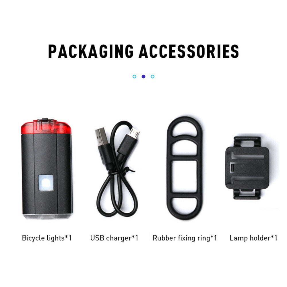 USB Rechargeable Waterproof Bike Headlight Tail Cycling Safety Warning Lamp