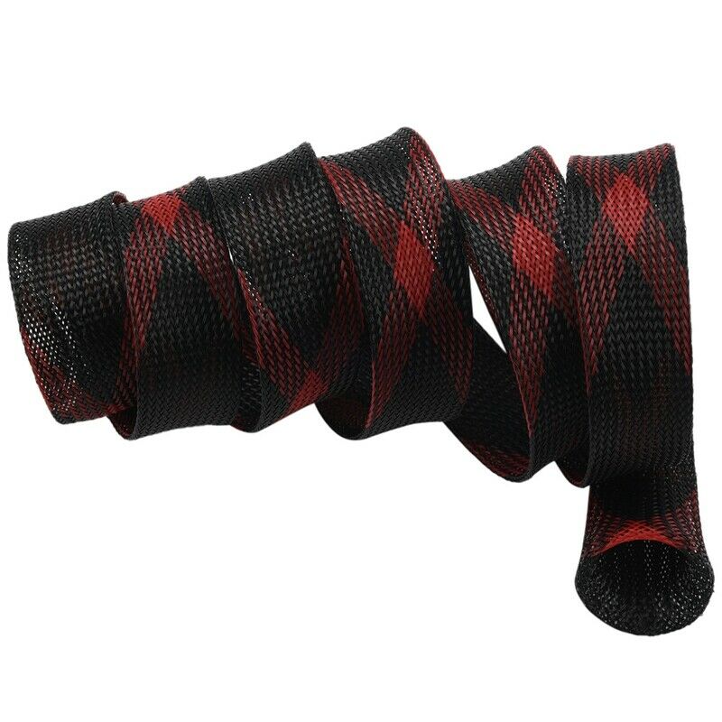 Fishing Rod Cover Rod Braided Strap Reel Cover Glove Protector (Black red) E4Z9