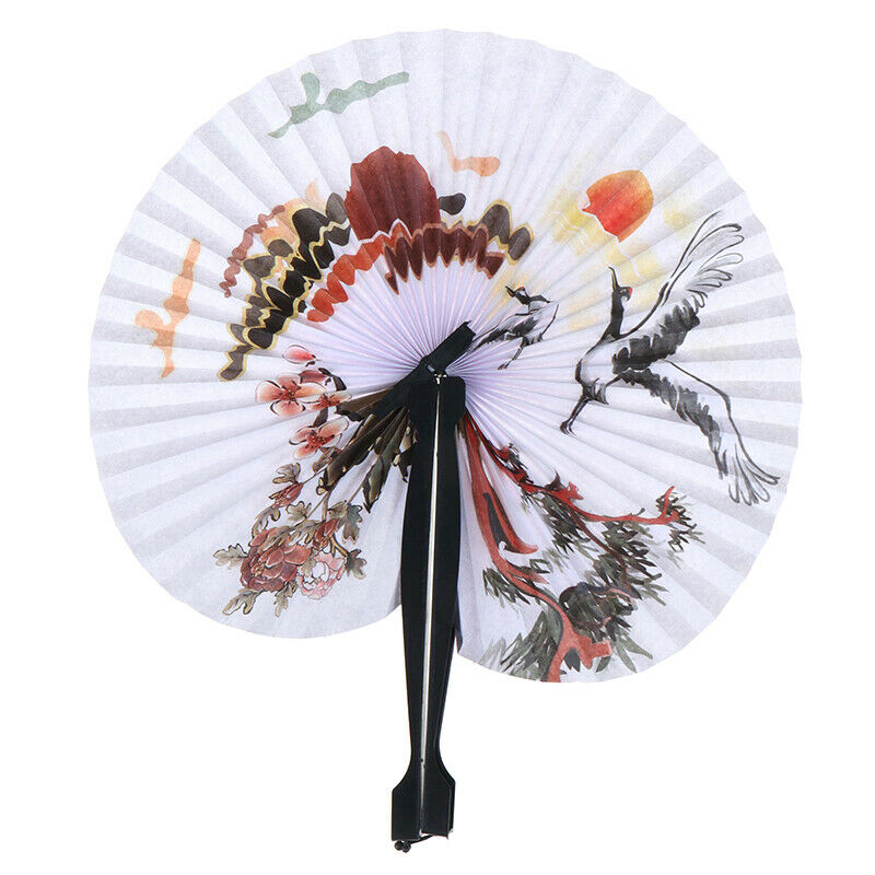 1X Chinese Paper Folding Hand Fan Oriental Floral Peacock Party Wedding G.l8