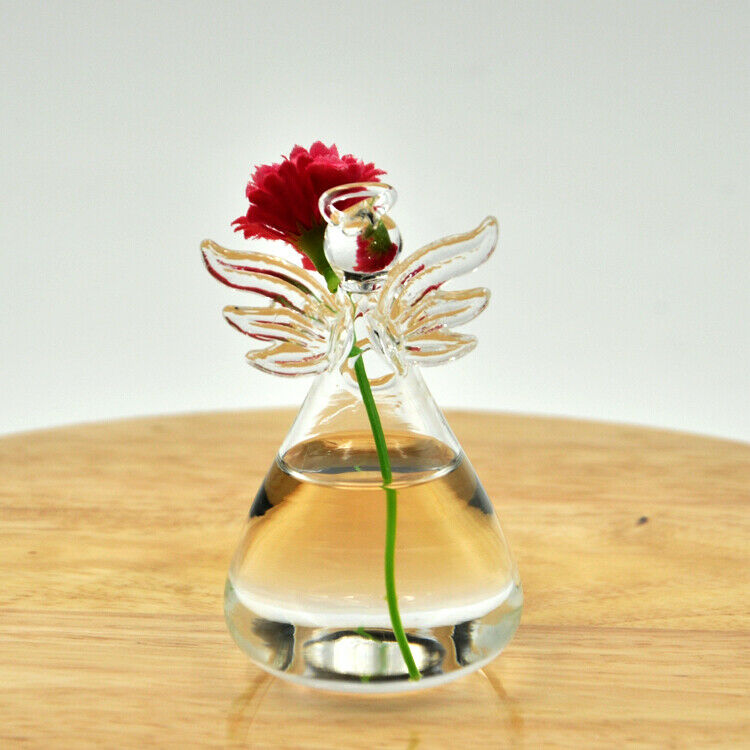 4Pcs Cute Glass Angel Shape Flower Plant Stand Hanging Vase Hydroponic Container