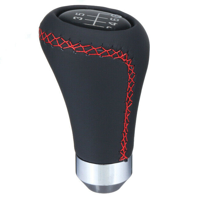 Universal PU Leather 6 Speed Car Gear Shift Knob Manual Shift Lever HandballE6U1