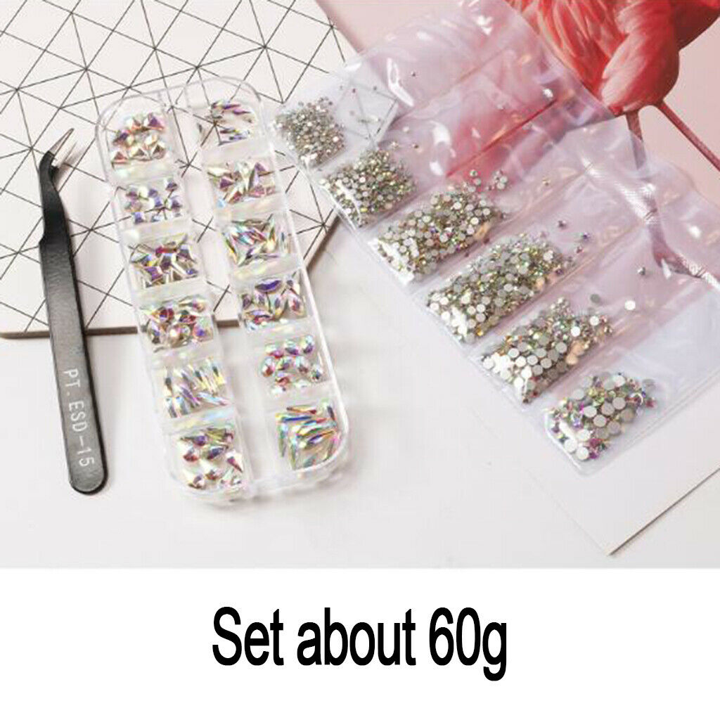 Nail Crystal AB and Nail Crystals Clear Rhinestones Nail Art Rhinestone Flatback