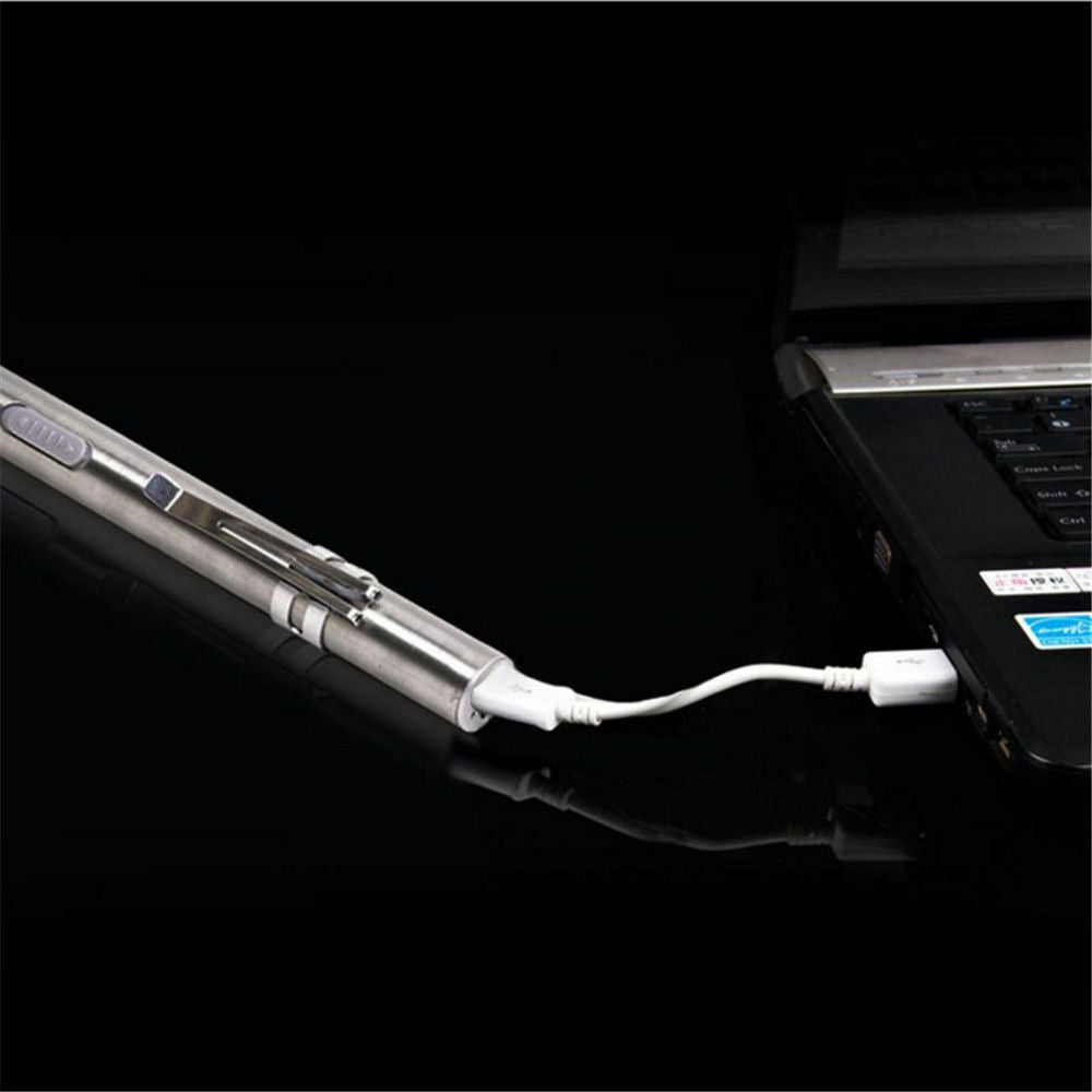 Portable Lamp Pocket Flashlight Torch LED Pen Design USB Rechargeable Light