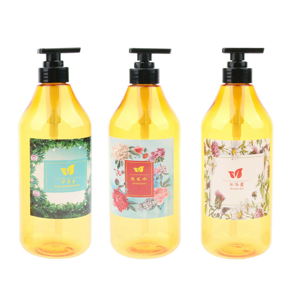 3x travel bottle, cosmetic container 1000 ml for lotion, shower gel, empty