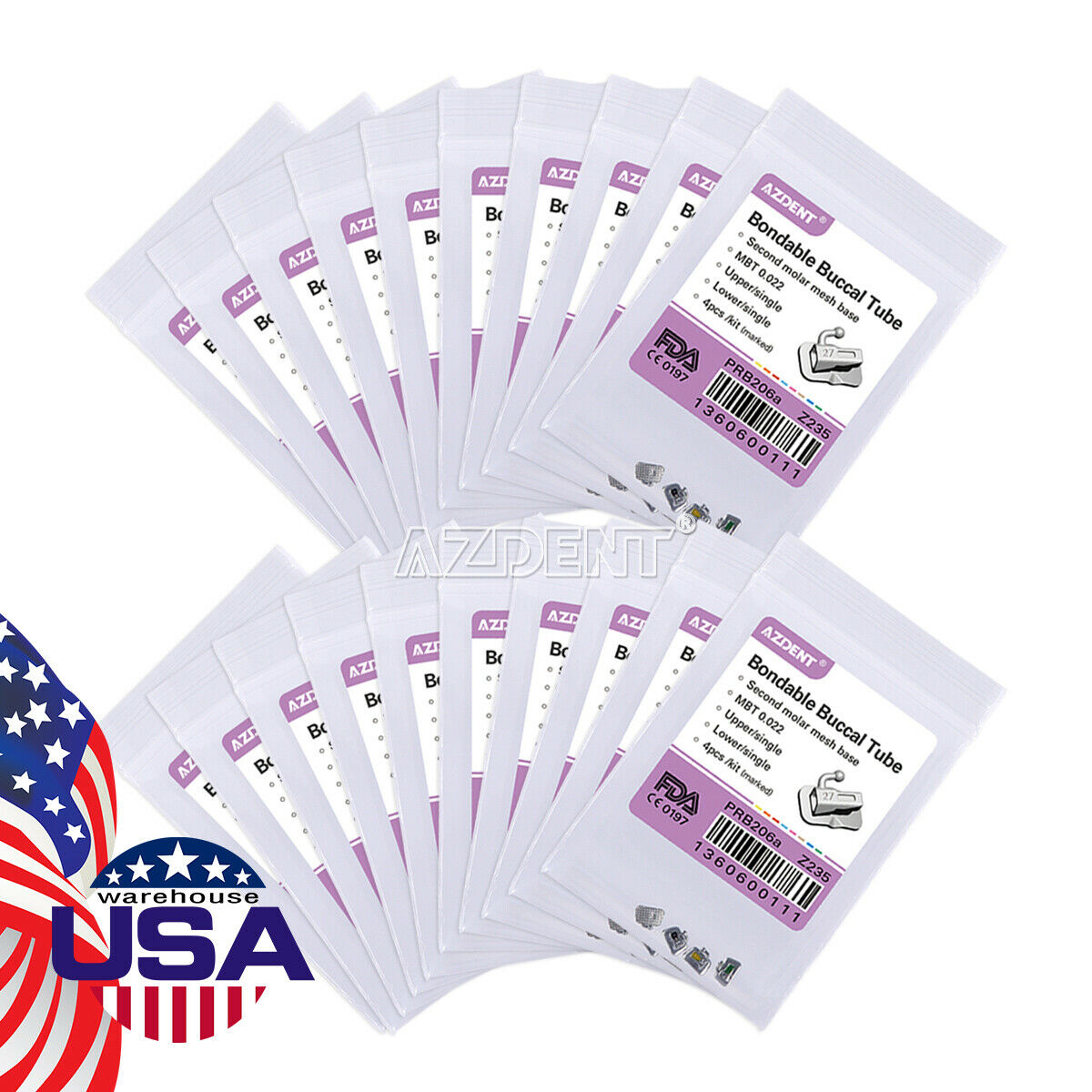 50 X Dental Orthodontic Buccal Tubes Bondable Tubes 2nd MBT 022 Non-Conv Metal