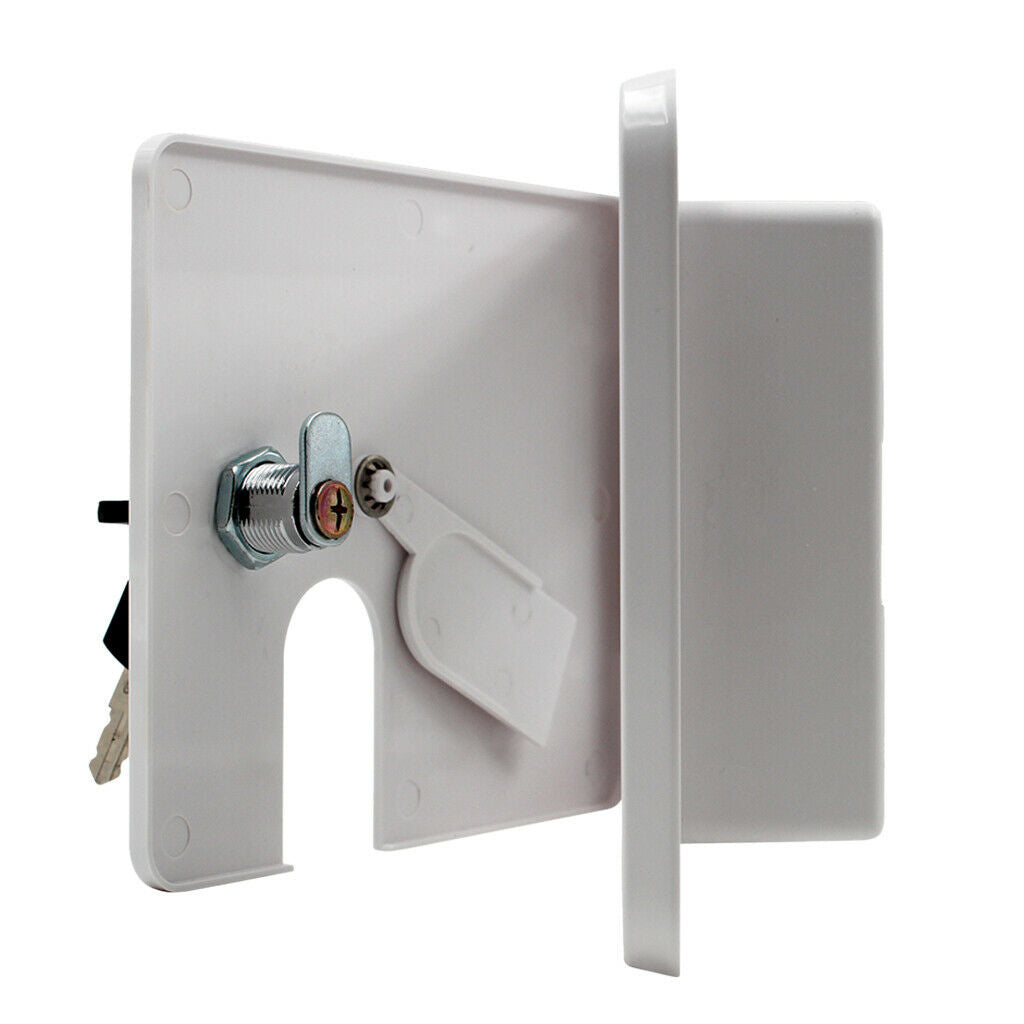 Electric Power Cord Cable Hatch Camper Square Cover RV Trailer White