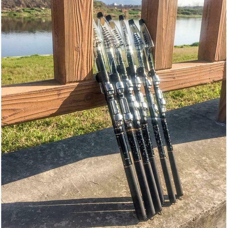 3.6m Black Telescopic Rock Carp Fishing Rod Carbon Fiber Surf Spinning Pole