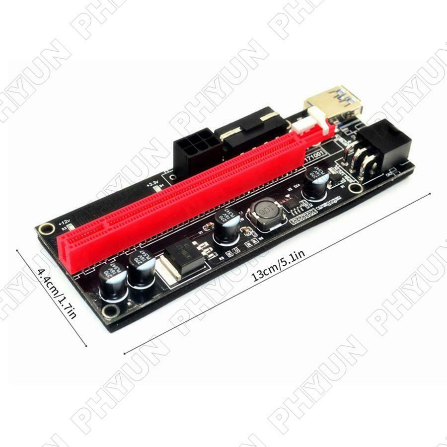 6x USB3.0 Pci-E Riser Ver 009S Express 1X 4X 8X 16X Extender Card 15Pin to 6 Pin