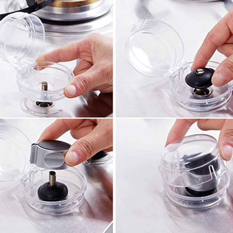 2Pcs Children Baby Kitchen Safety Clear Stove Button Knob Cover Locks Guard Tool