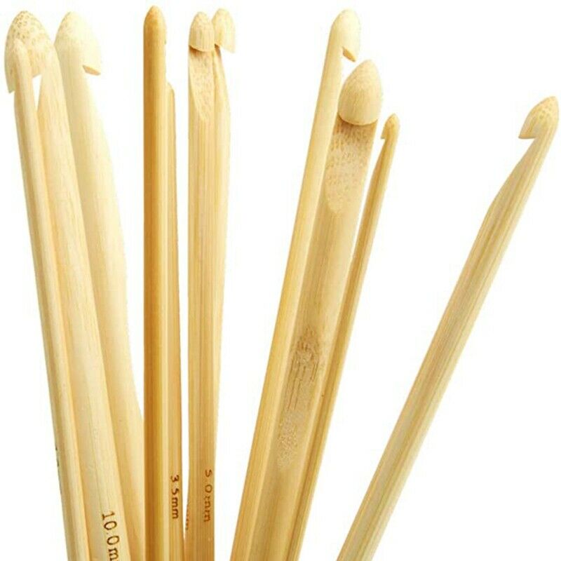 Natural Bamboo Flexible Afghan Tunisian Cable Plastic Carpet Crochet Hooks KG8X5