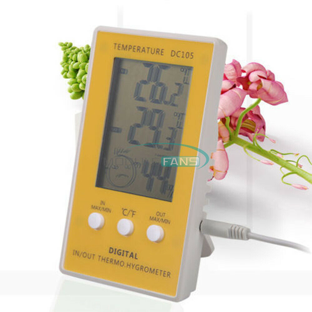 Digital DC105 LCD Indoor/Outdoor Humidity Hygrometer Thermometer Meter  Cable
