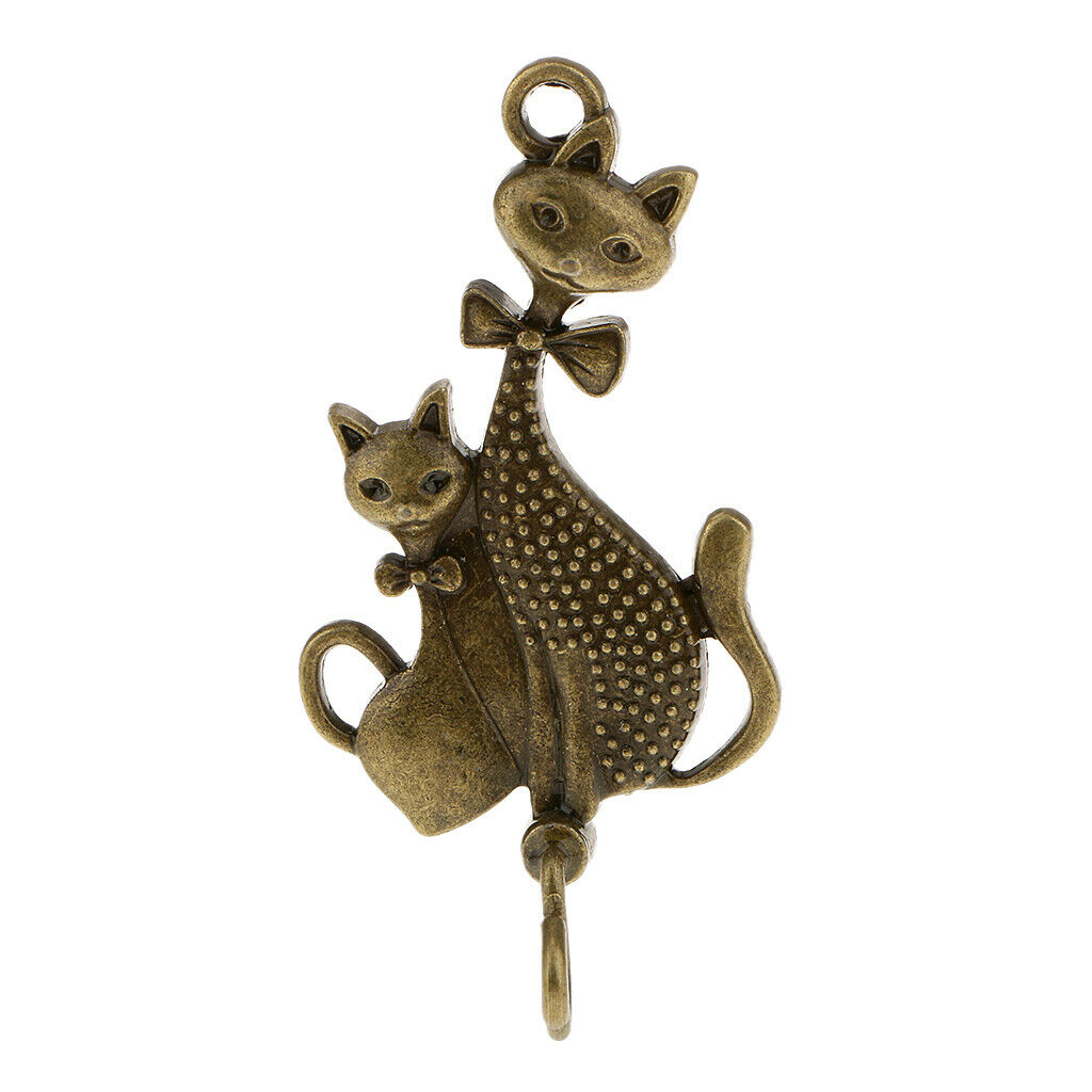 Metal Cat Pattern WindChime Hanger Bell Charm Hook Garden Wall Outdoor Decor