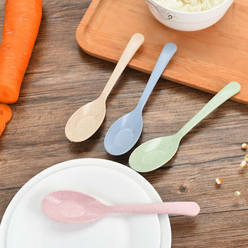 4PCS Colourful Eco-Friendly Wheat Straw Spoons smooth texture wheat straw.l8