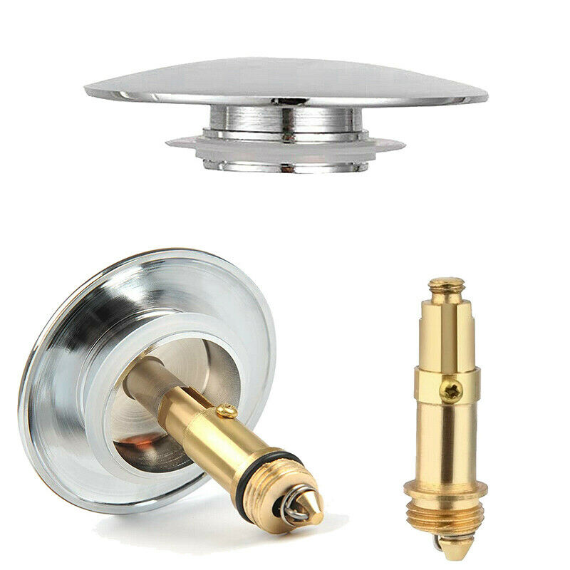 Bathroom Chrome Easy Pop-Up Basin Waste Sink Push Button Click Clack Plug Kit HN