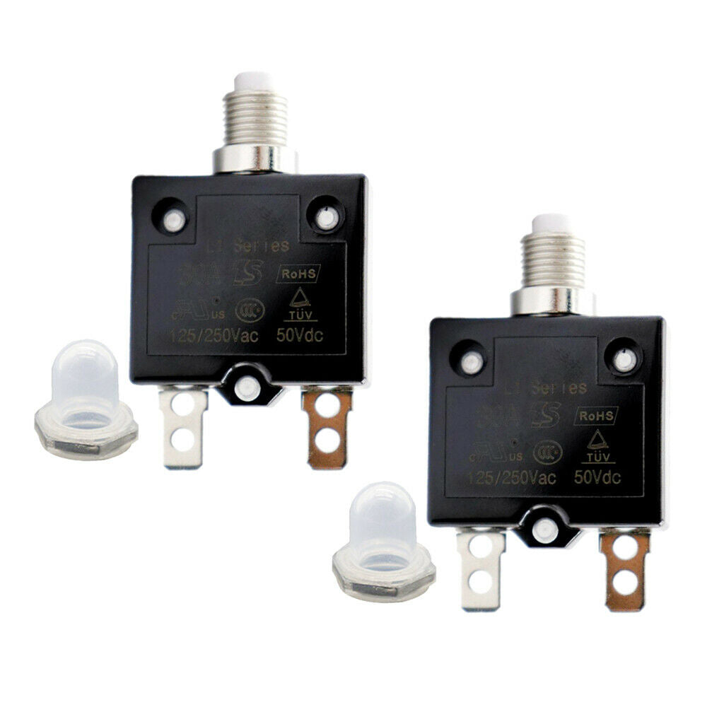 2Pieces 30Amp Circuit Breaker Manual Reset Thermal Overload Switch Fuse