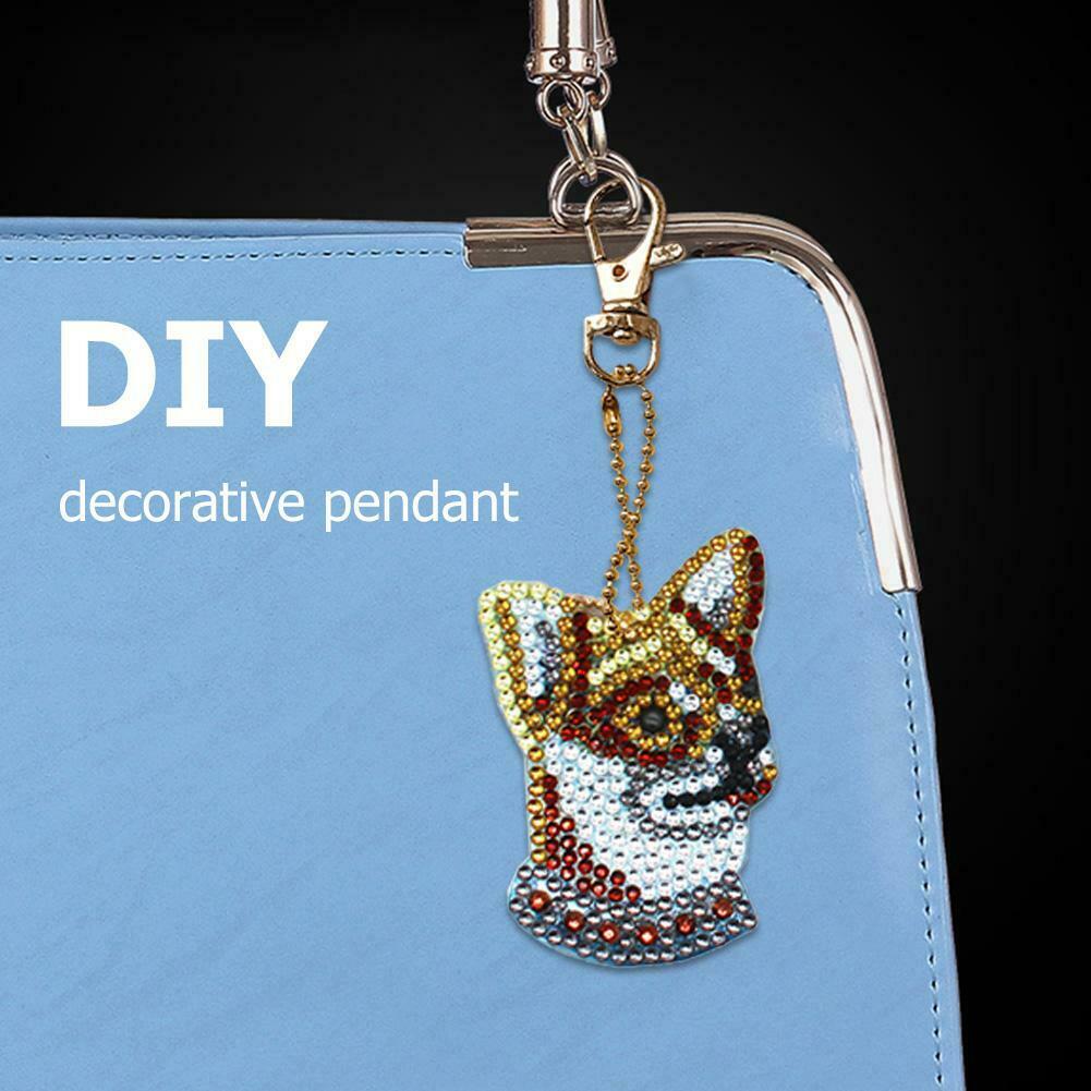 5pcs Dog Shape Key Chain Gift DIY Diamond Painting Special Shape Full Drill @