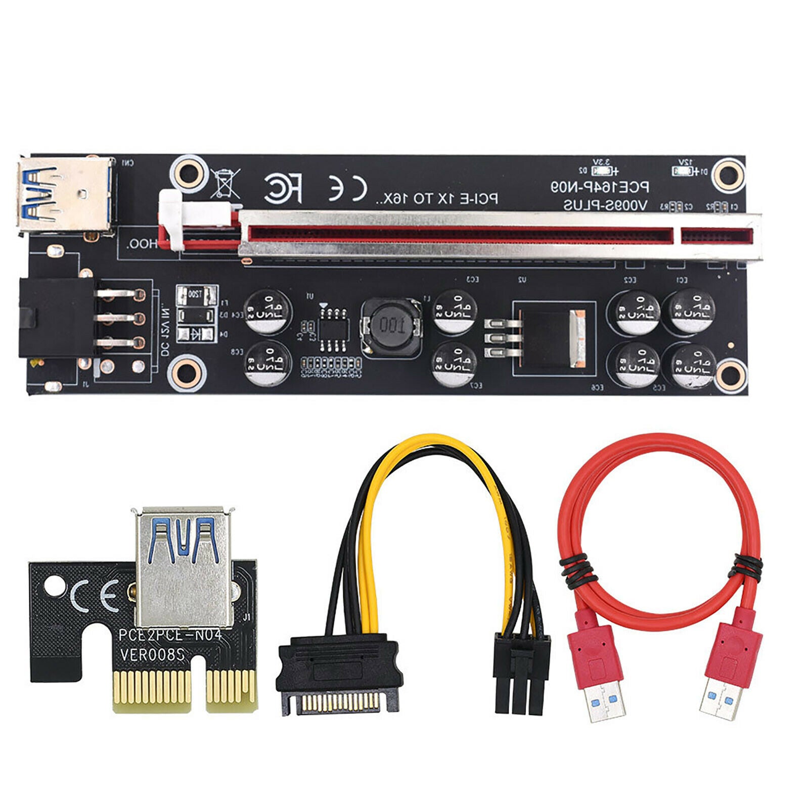 VER009S Plus Mining Super Verson PCIE 1X to 16X Capacitor Adapter Card Board