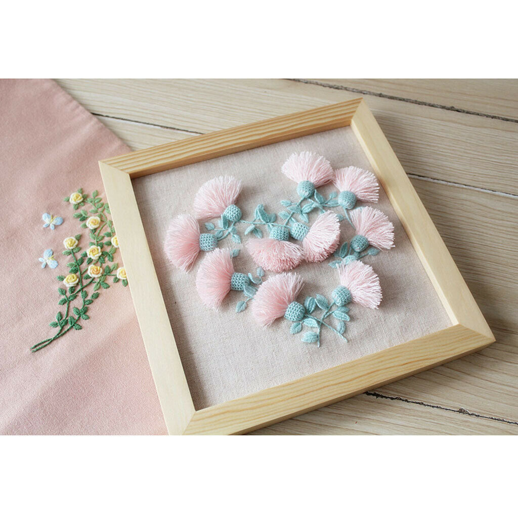 Handmade Embroidery Starter Kit with Pink Flower Pattern Needlework Crafts