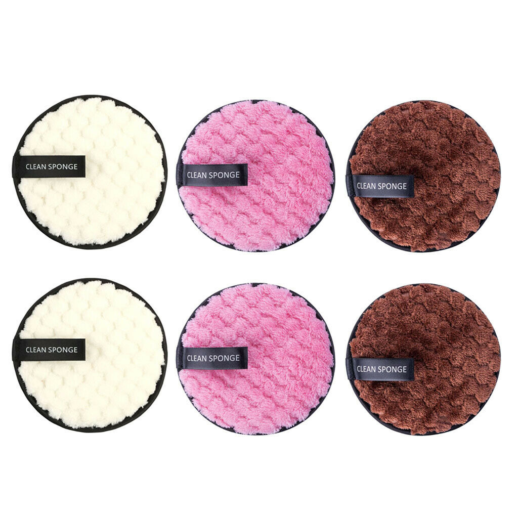 6pcs Soft Cloth Rounds Makeup Remover Pads Facial Cleansing Wipes Sponge