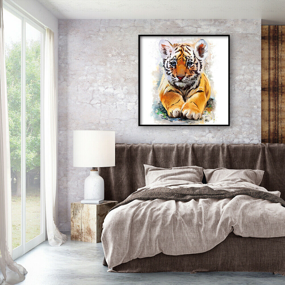 5D Full Round Drill Diamond DIY Little Tiger Rhinestone Picture Craft Home Decor