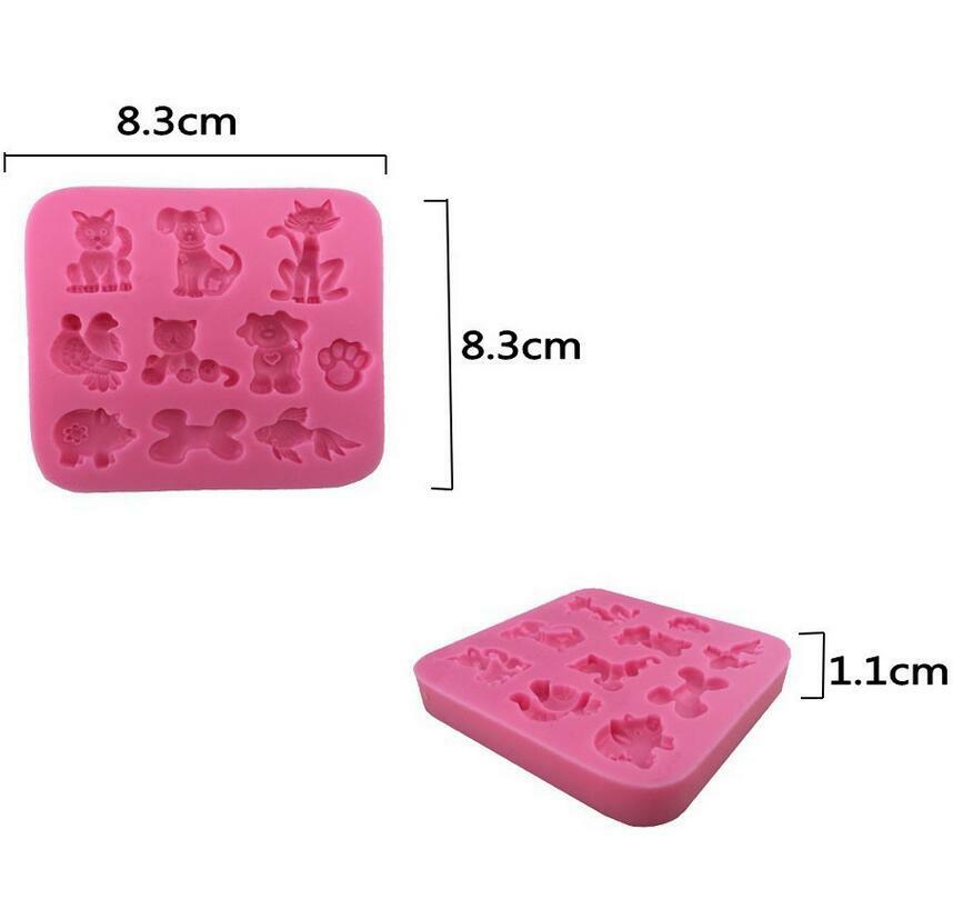 Cartoon animals cats and dogs bones Silicone Mould  Fondant  cake Baking Mould