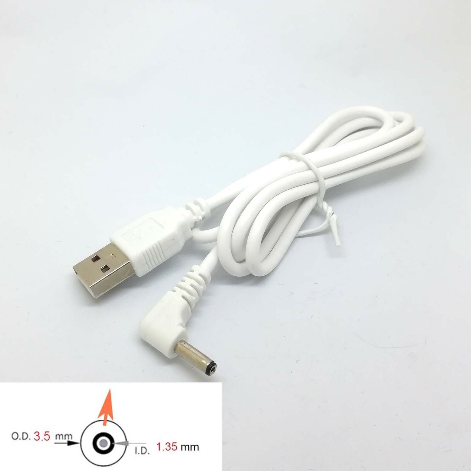90 Angle PC USB Male to 5V DC 3.5mm x 1.35mm Barrel Connector Power cable whi kd