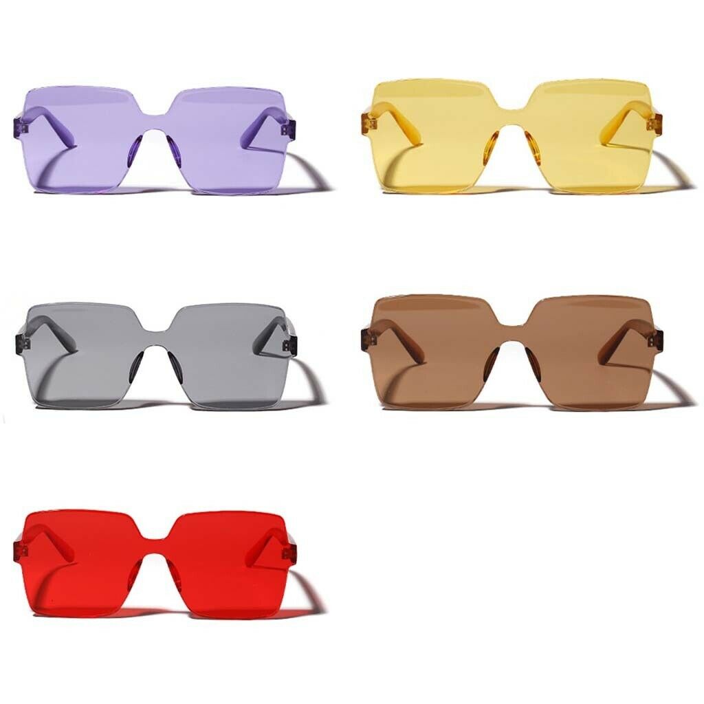 5 Pieces One Piece Sunglasses Square Rimless Summer Eyeglasses Party Eyewear
